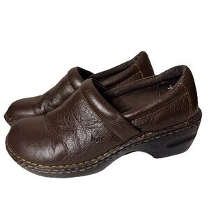 BOC Born Concept Shoes Women 9 M Peggy Casual Slip On Wedge Clogs Leather Brown